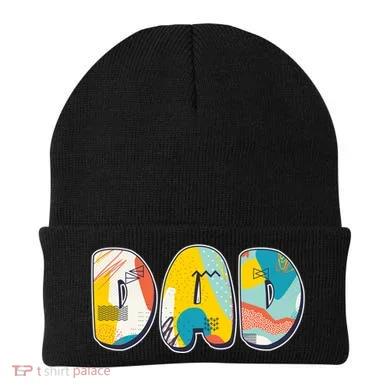 Retro Mod Pattern Dad Logo Beanie