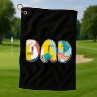 Retro Mod Pattern Dad Logo Golf Towel thumb 1