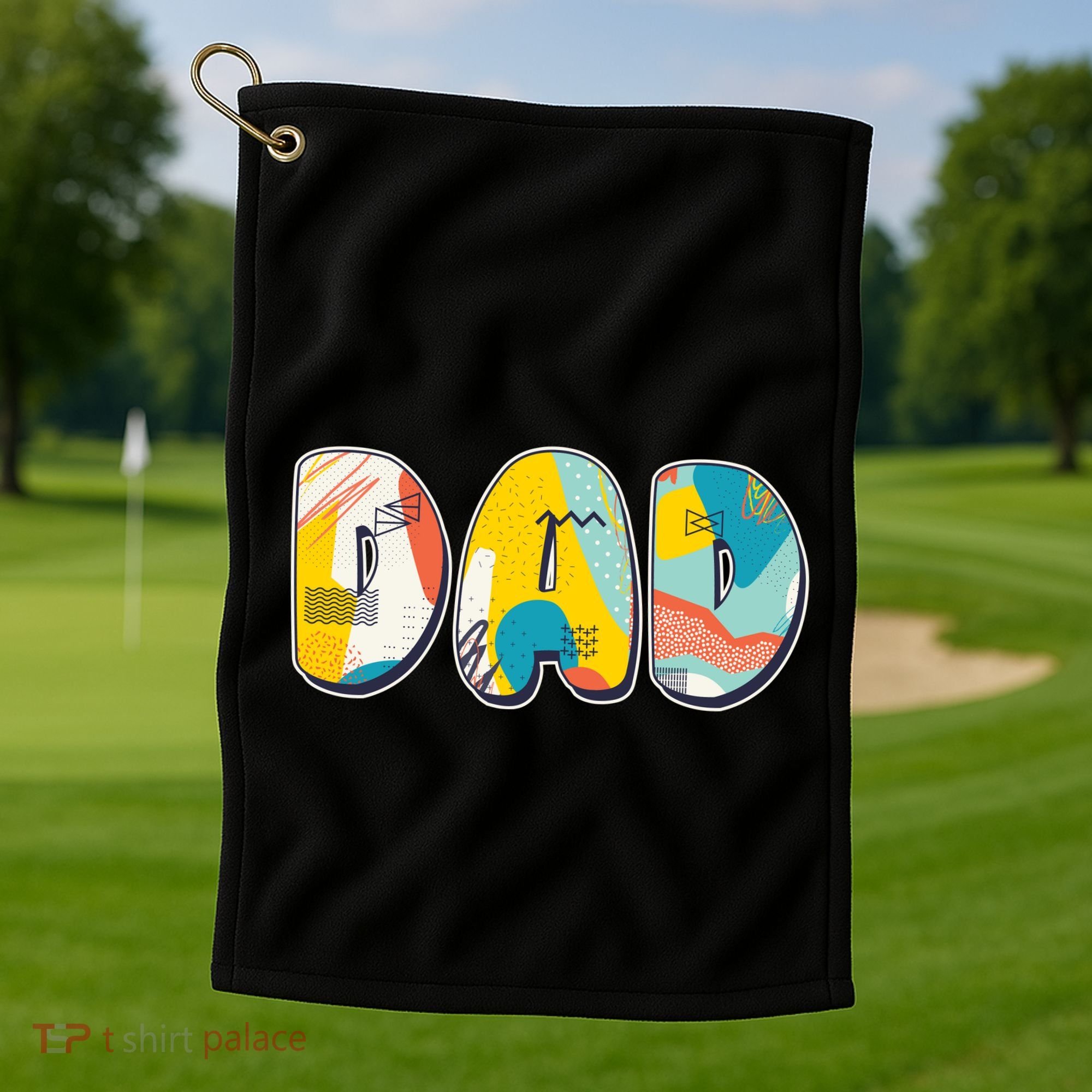Retro Mod Pattern Dad Logo Golf Towel