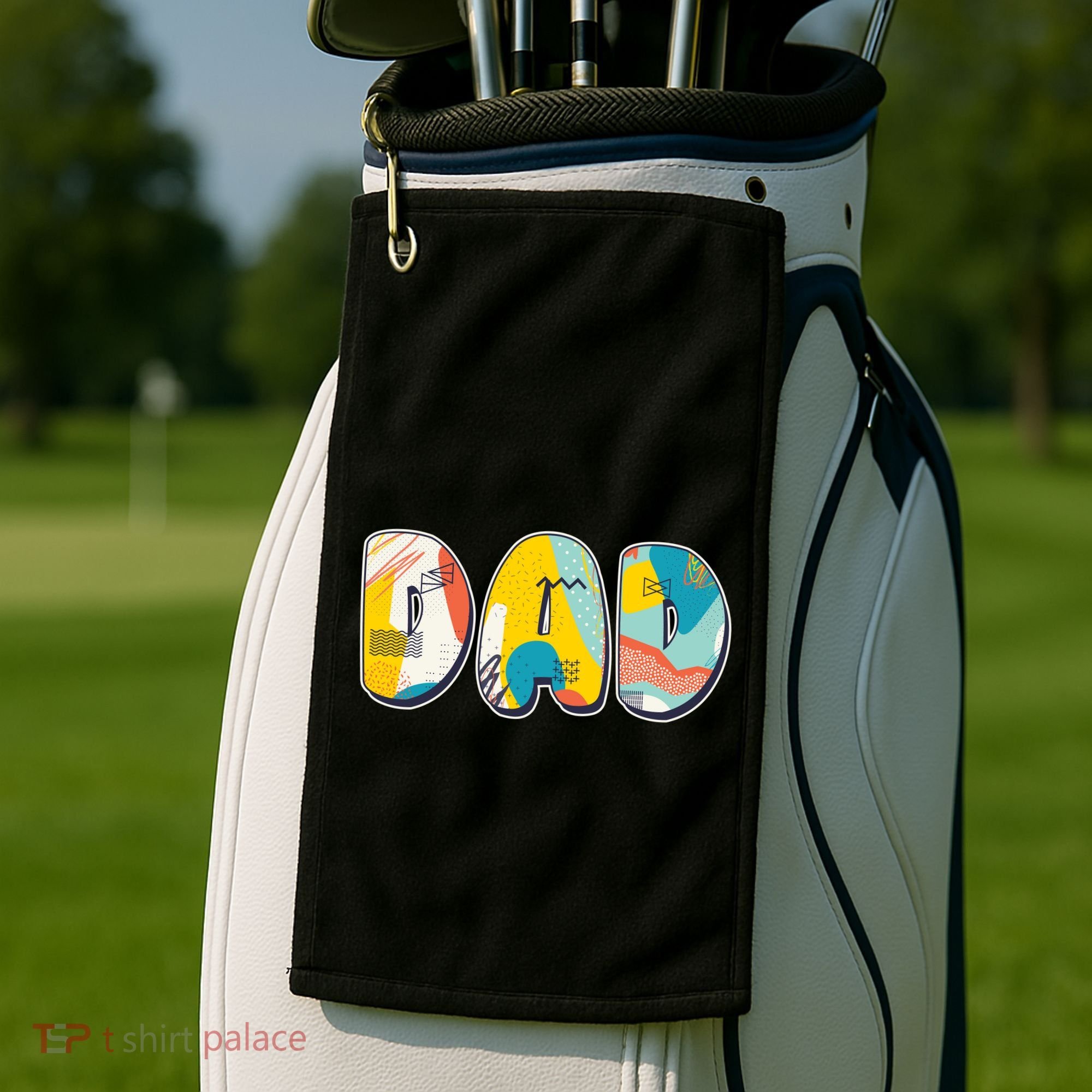 Retro Mod Pattern Dad Logo Golf Towel