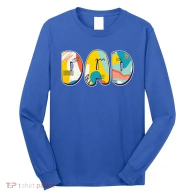 Retro Mod Pattern Dad Logo Long Sleeve Shirt