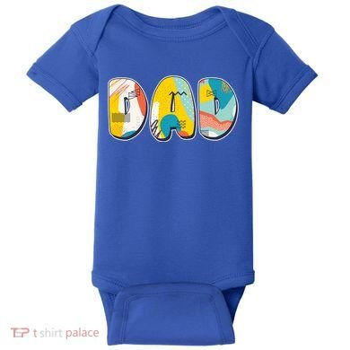 Retro Mod Pattern Dad Logo Baby Bodysuit