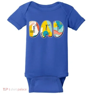 Retro Mod Pattern Dad Logo Baby Bodysuit