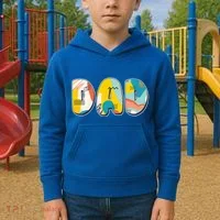 Retro Mod Pattern Dad Logo Kids Hoodie thumb 2