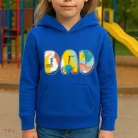 Retro Mod Pattern Dad Logo Kids Hoodie thumb 3