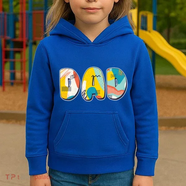 Retro Mod Pattern Dad Logo Kids Hoodie