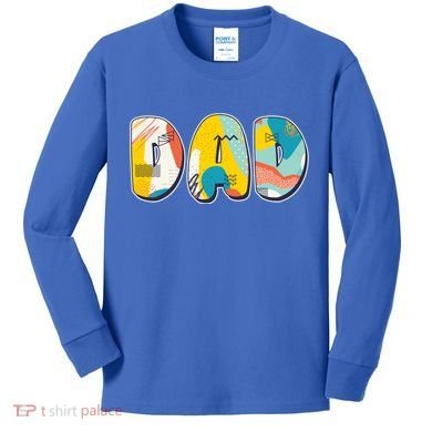 Retro Mod Pattern Dad Logo Kids Long Sleeve Shirt