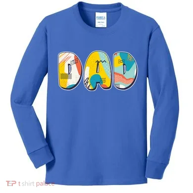 Retro Mod Pattern Dad Logo Kids Long Sleeve Shirt