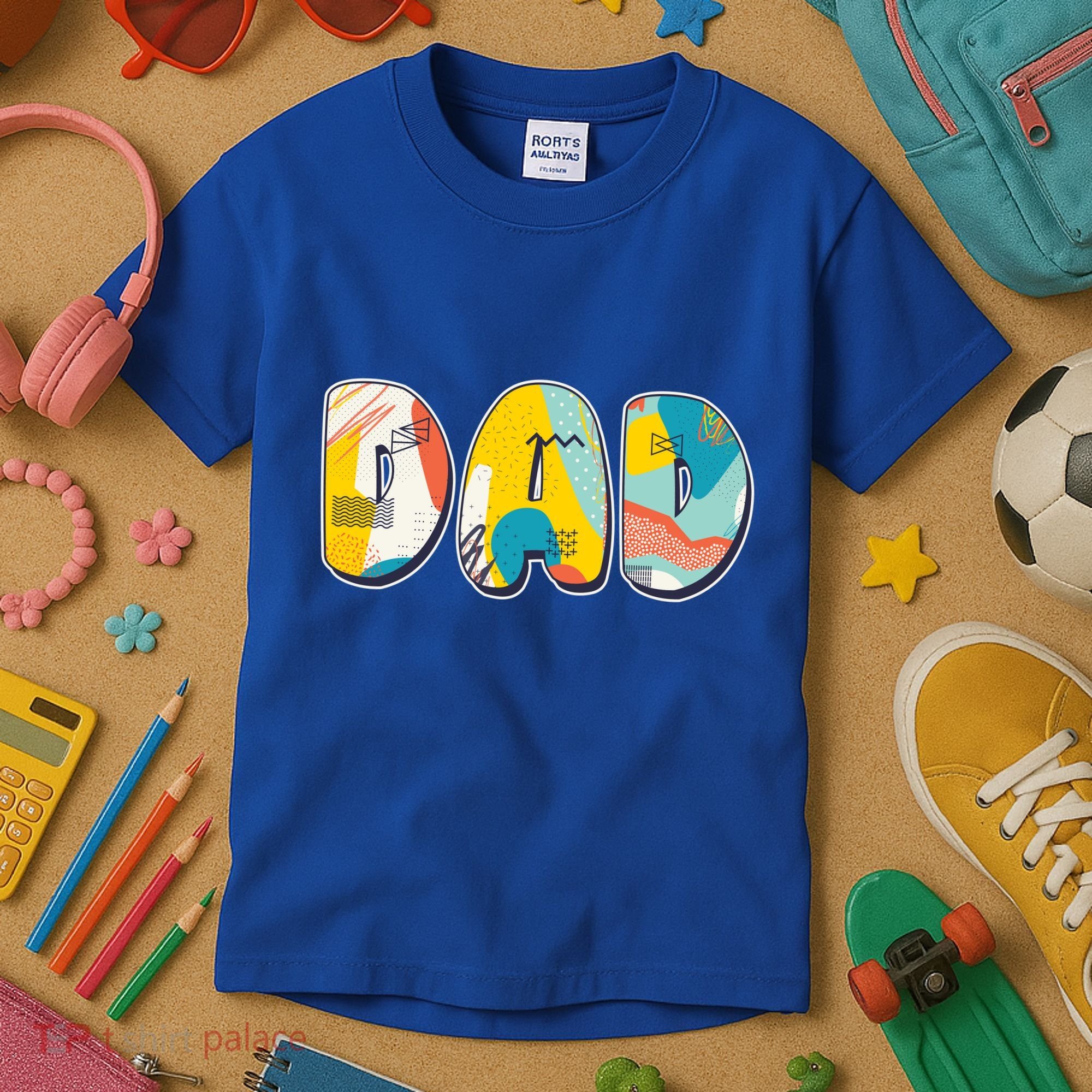 Retro Mod Pattern Dad Logo Kids T-Shirt