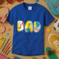 Retro Mod Pattern Dad Logo Kids T-Shirt thumb 3