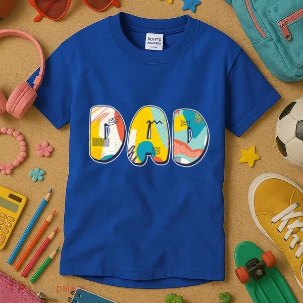 Retro Mod Pattern Dad Logo Kids T-Shirt
