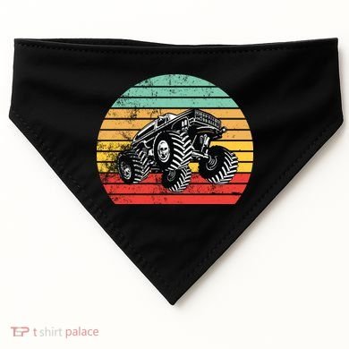 Retro Monster Truck Emblem USA-Made Doggie Bandana