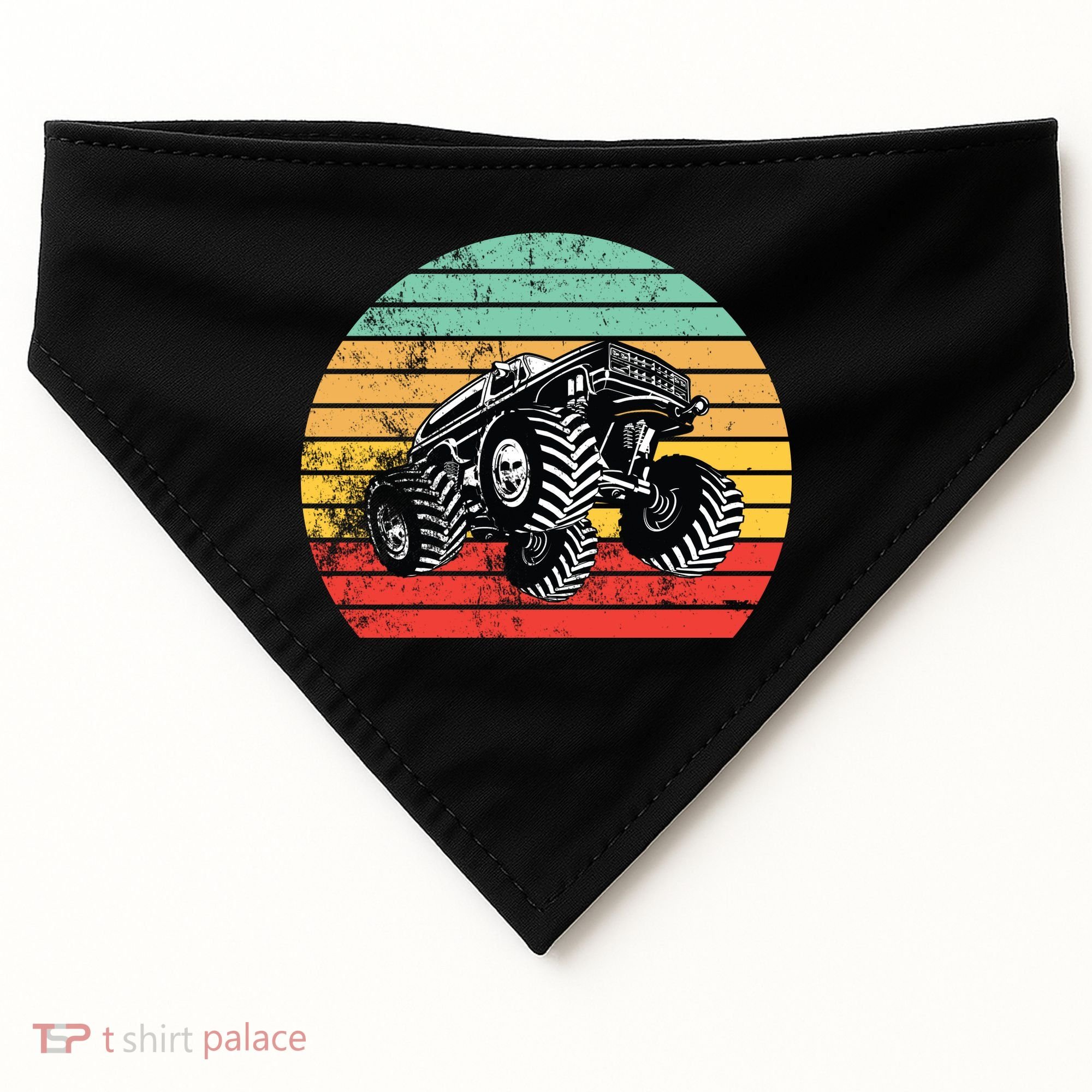 Retro Monster Truck Emblem USA-Made Doggie Bandana