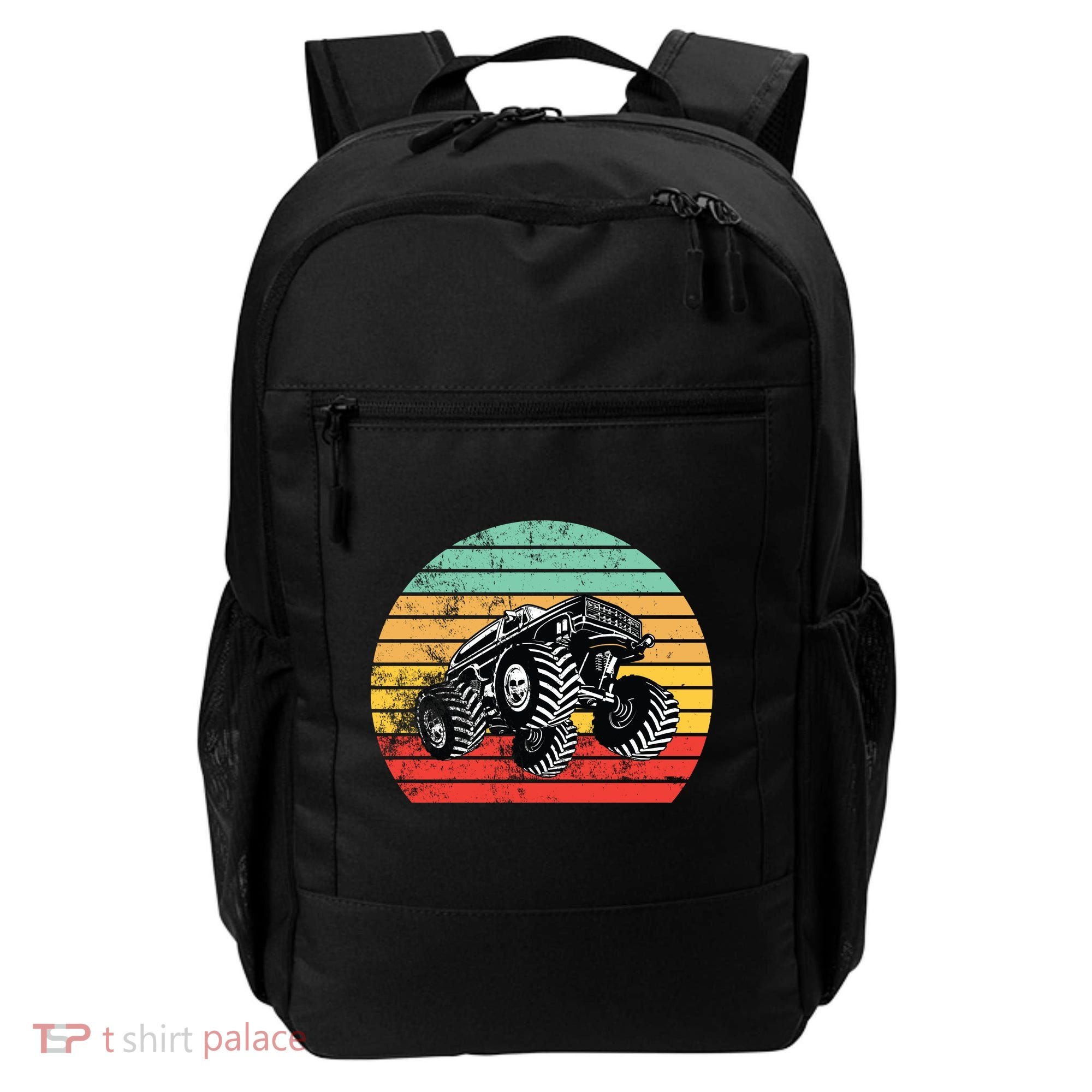 Retro Monster Truck Emblem Backpack