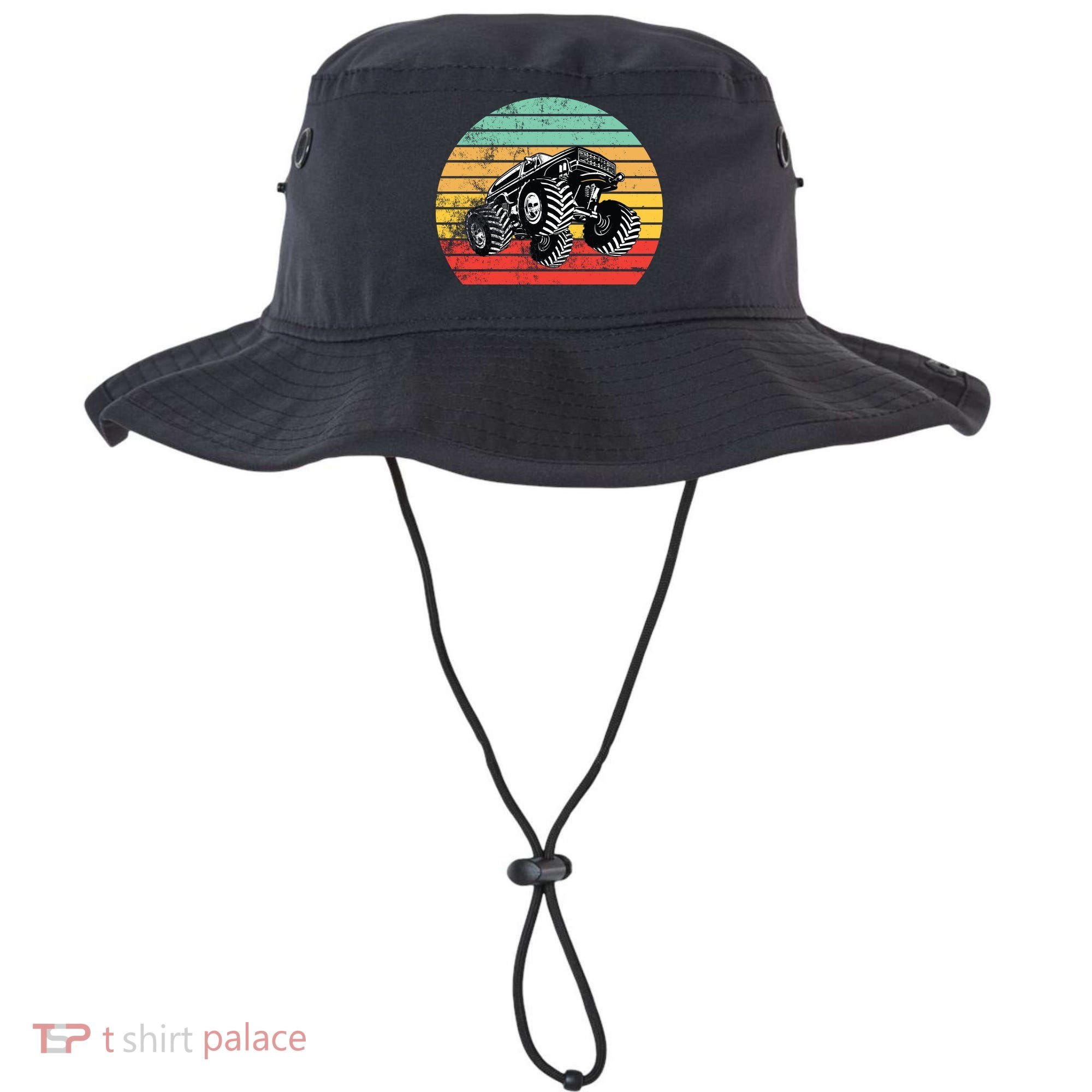 Retro Monster Truck Emblem Bucket Hat