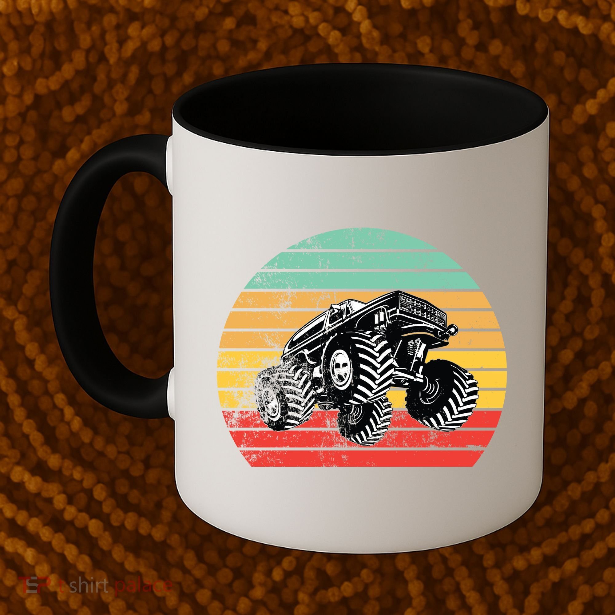 Retro Monster Truck Emblem Coffee Mug