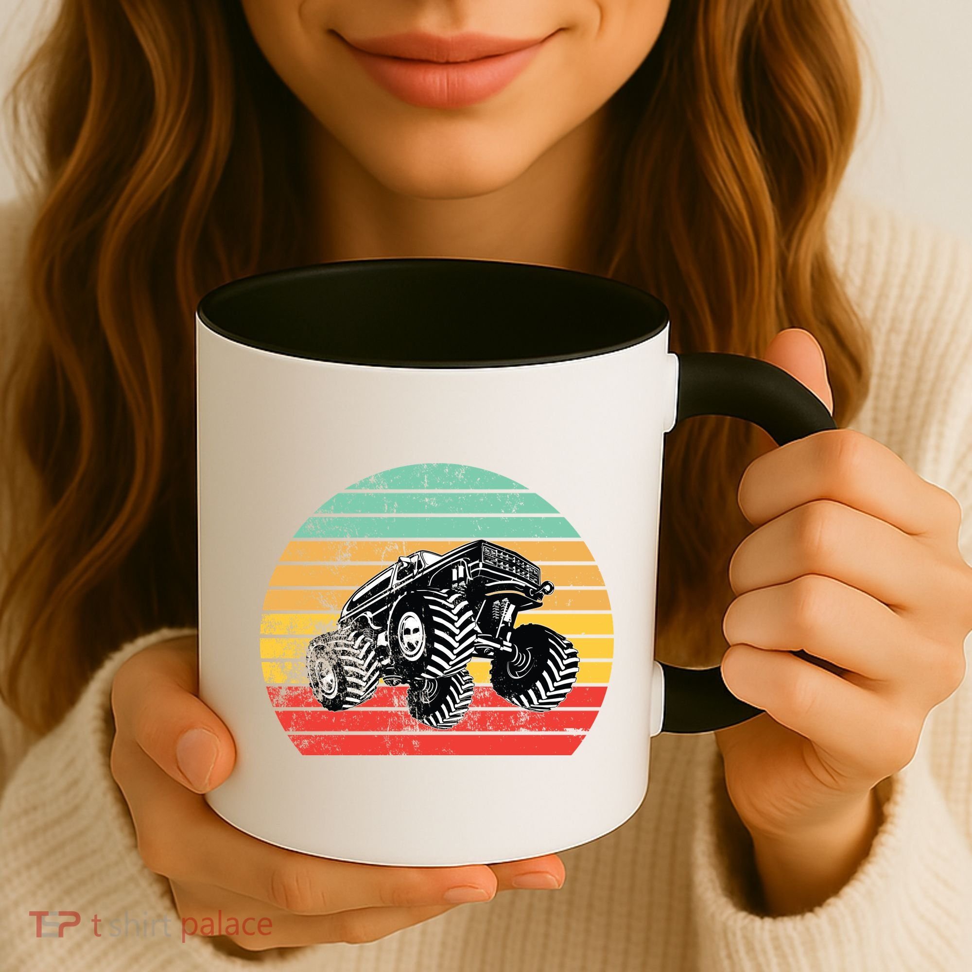 Retro Monster Truck Emblem Coffee Mug