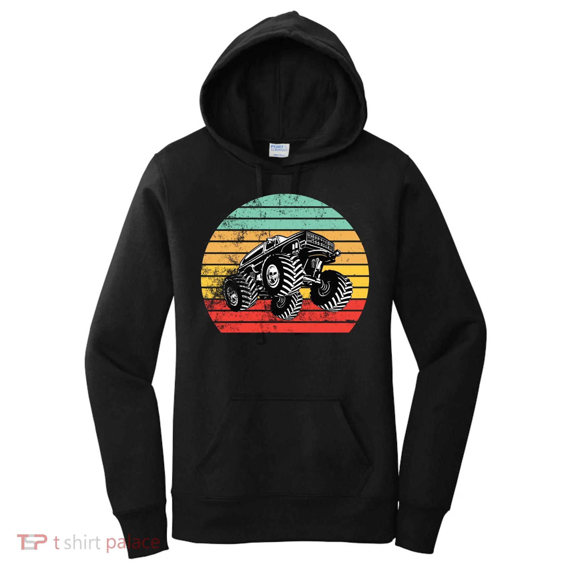 Retro Monster Truck Emblem Women's Hoodie