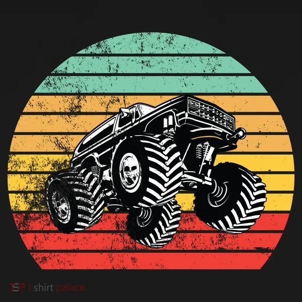 Retro Monster Truck Emblem Women's Hoodie