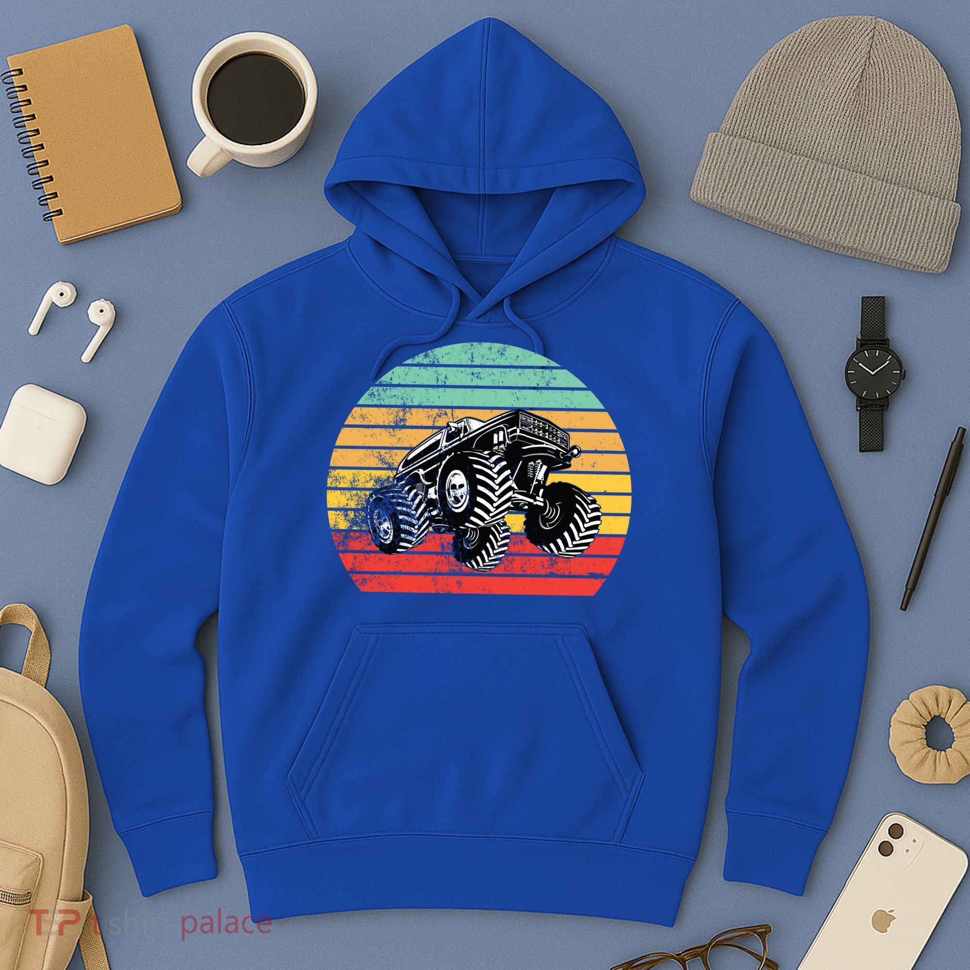 Retro Monster Truck Emblem Hoodie