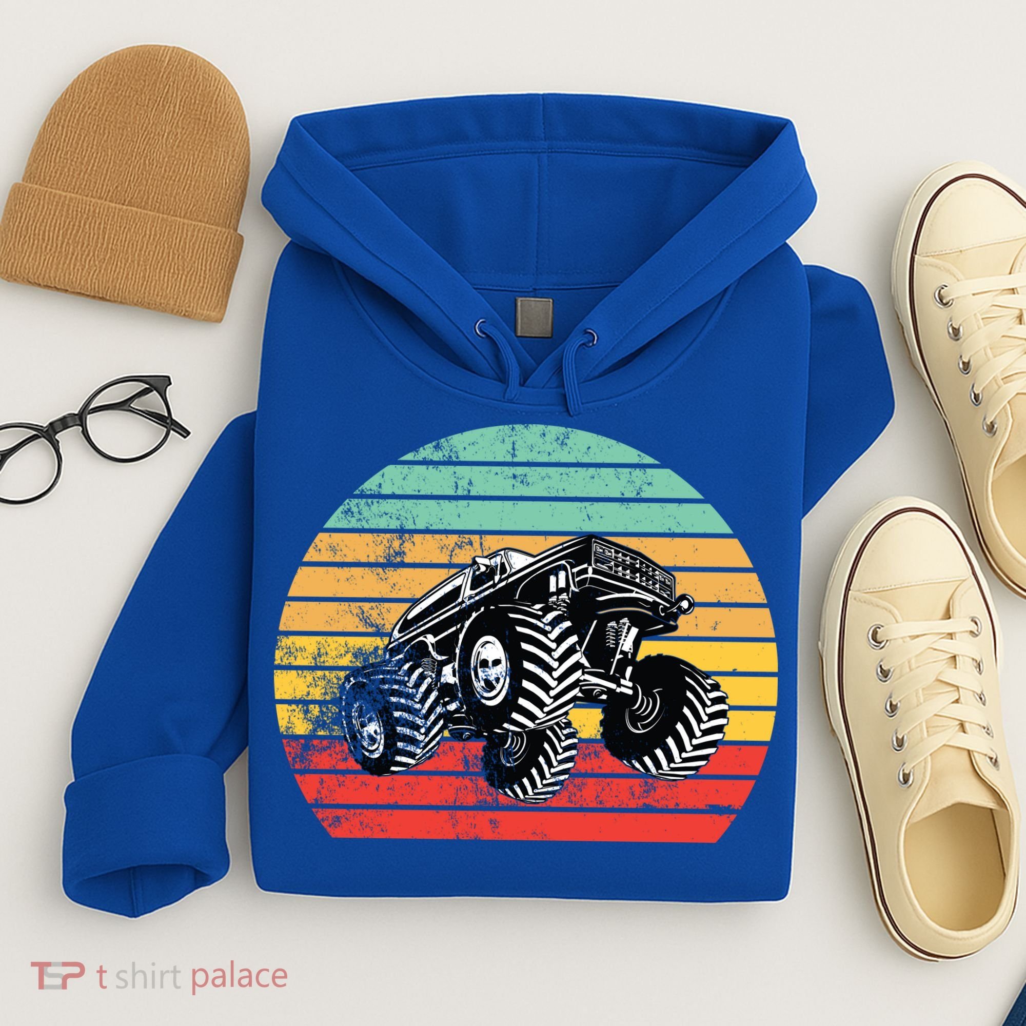 Retro Monster Truck Emblem Hoodie