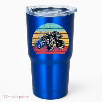 Retro Monster Truck Emblem Tumbler