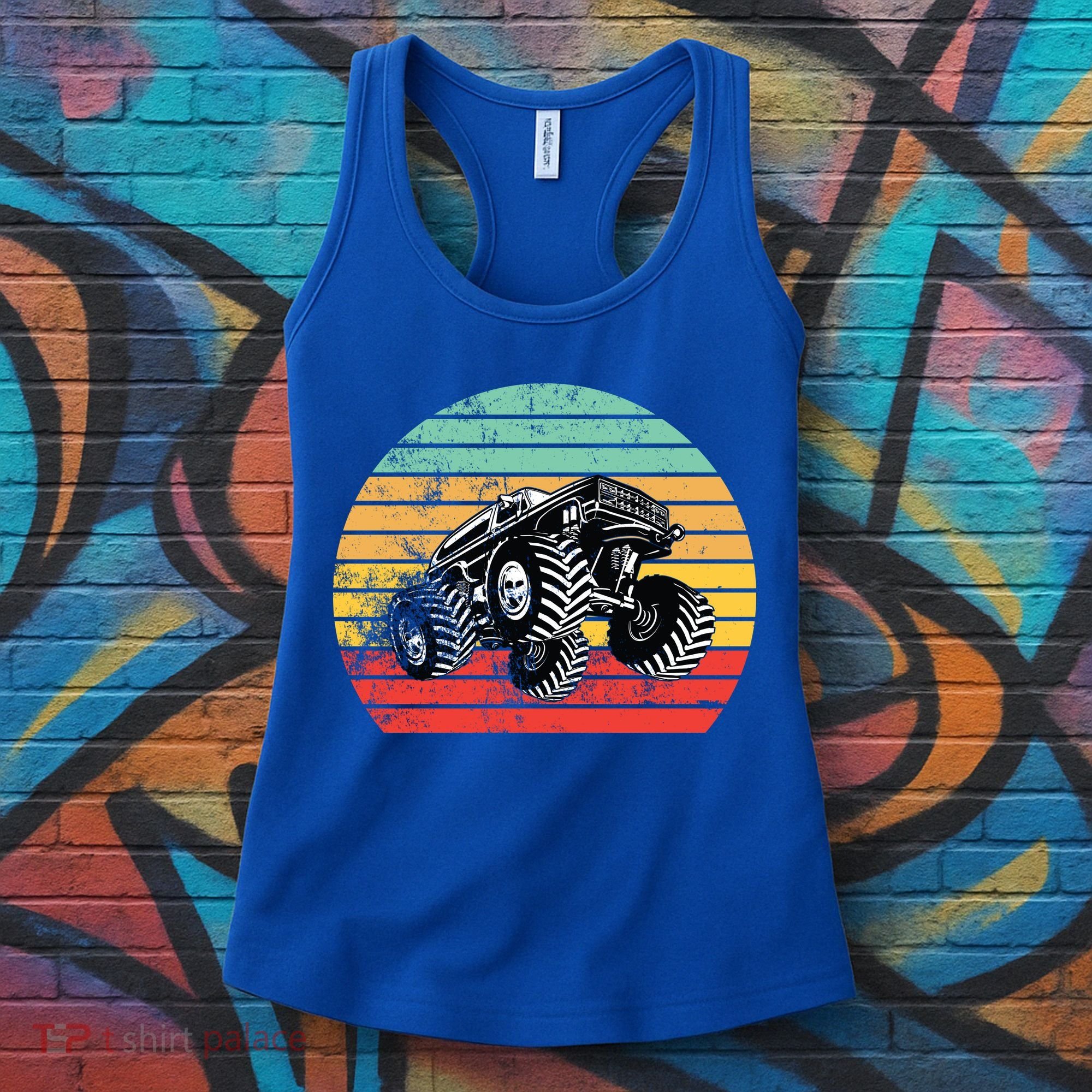 Retro Monster Truck Emblem Women's Tank Top