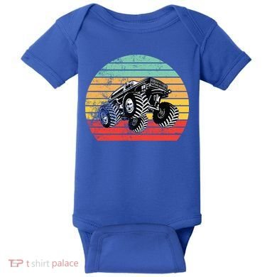 Retro Monster Truck Emblem Baby Bodysuit