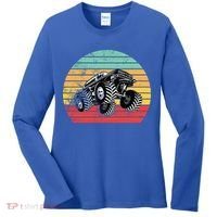 Retro Monster Truck Emblem Women's Long Sleeve Shirt thumb 0