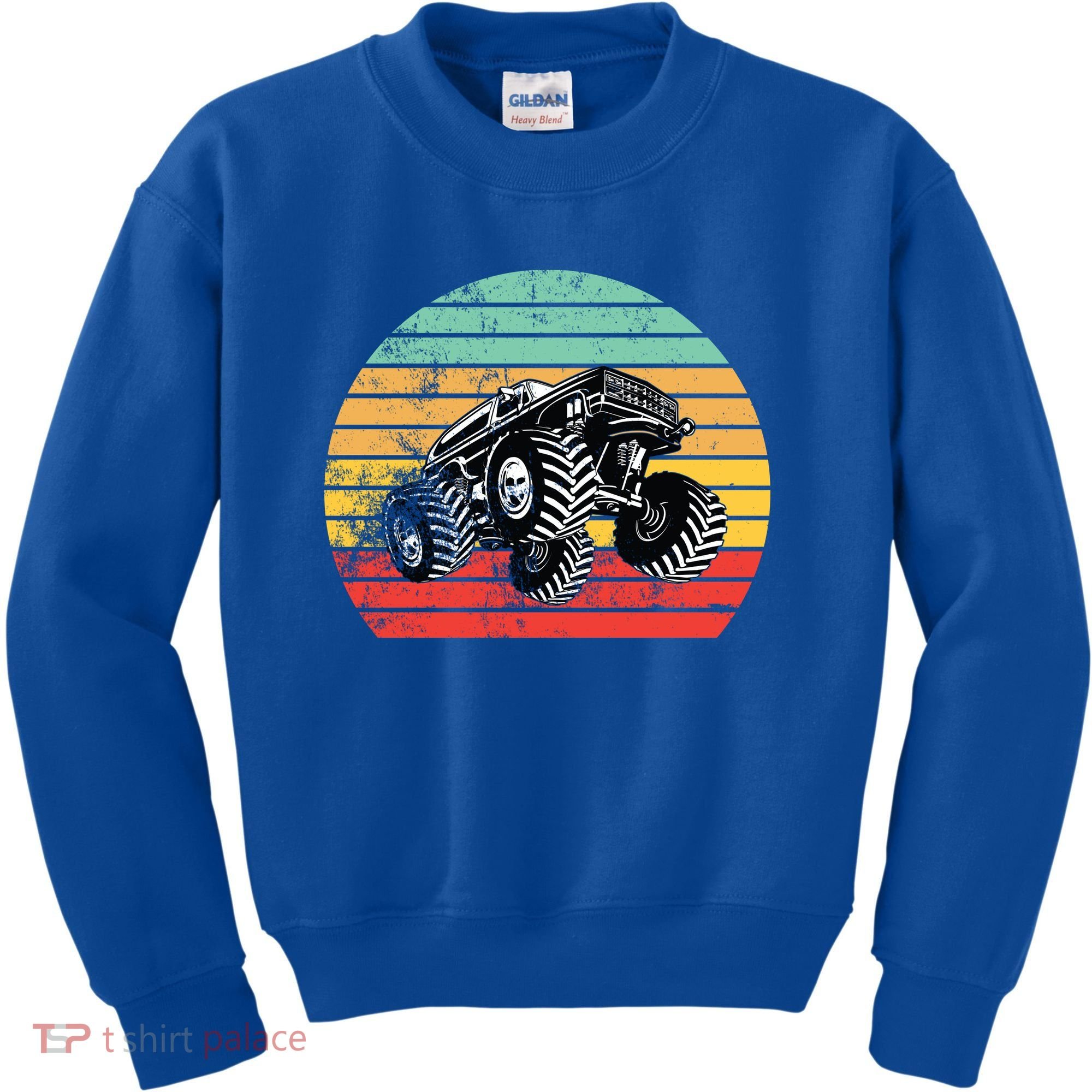 Retro Monster Truck Emblem Kids Sweatshirt