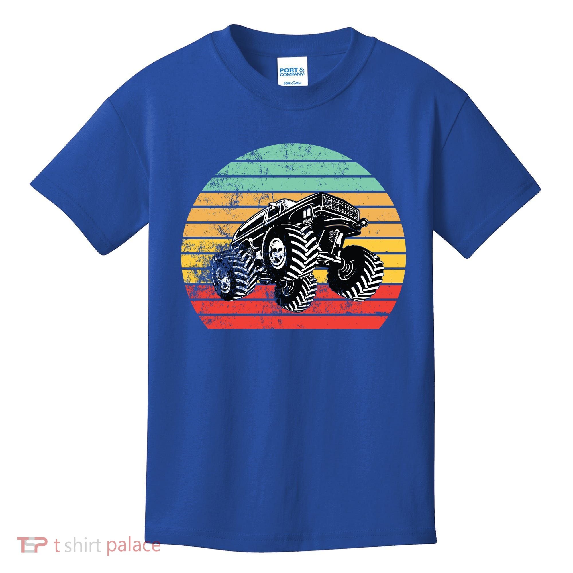Retro Monster Truck Emblem Kids T-Shirt