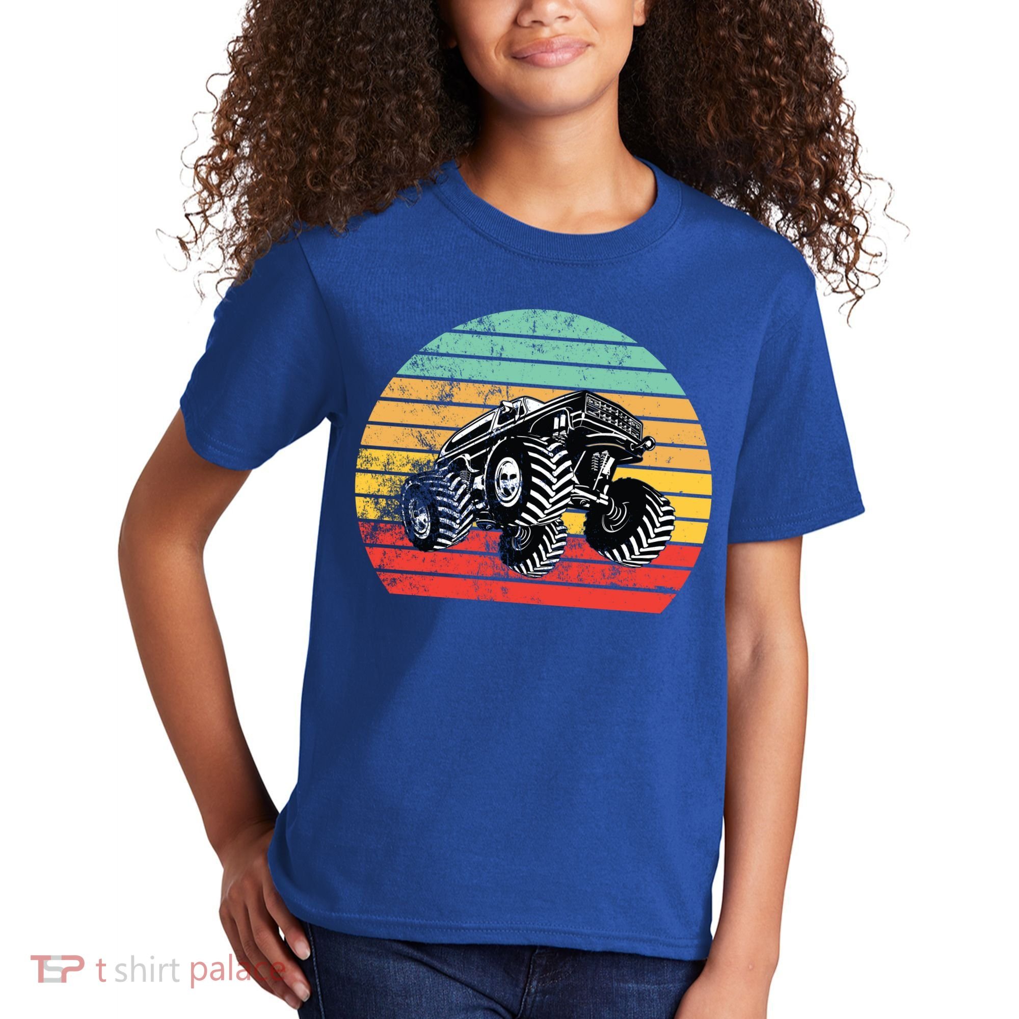 Retro Monster Truck Emblem Kids T-Shirt