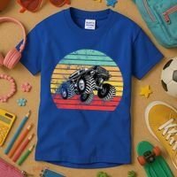 Retro Monster Truck Emblem Kids T-Shirt thumb 3