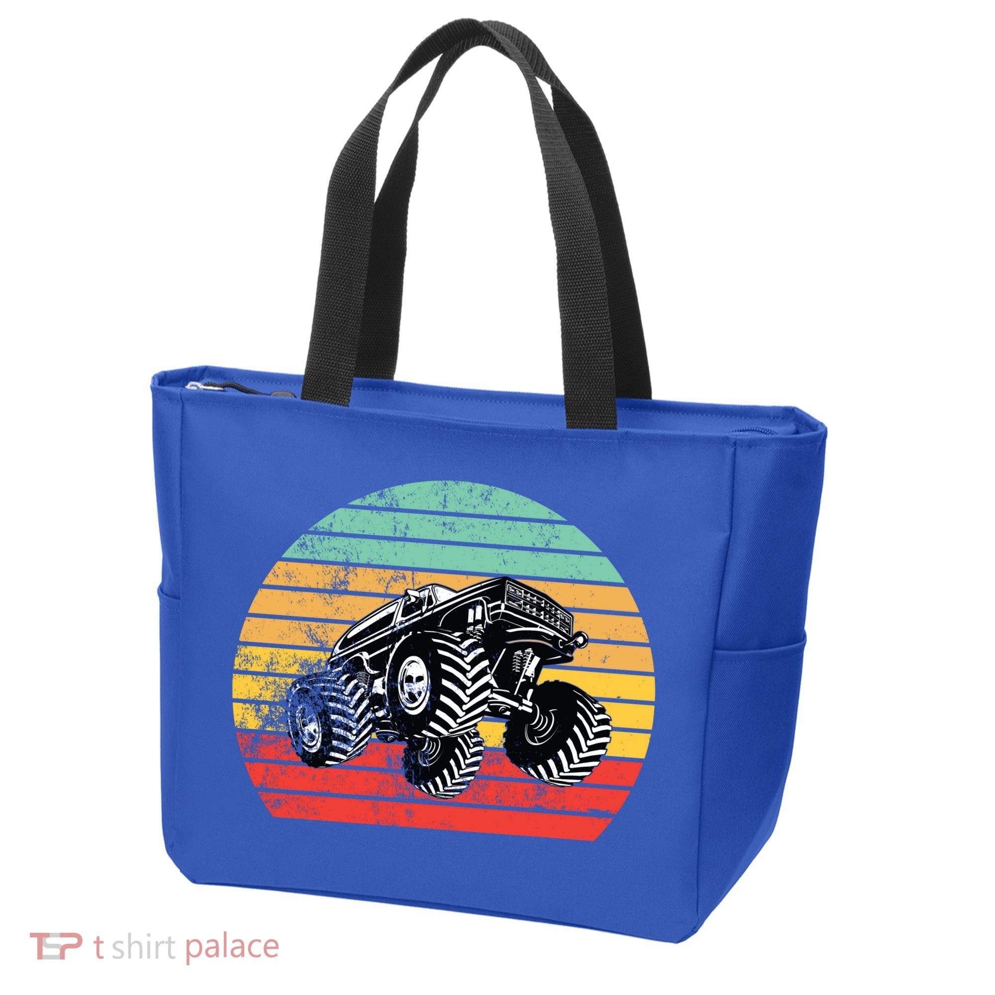 Retro Monster Truck Emblem Tote Bag