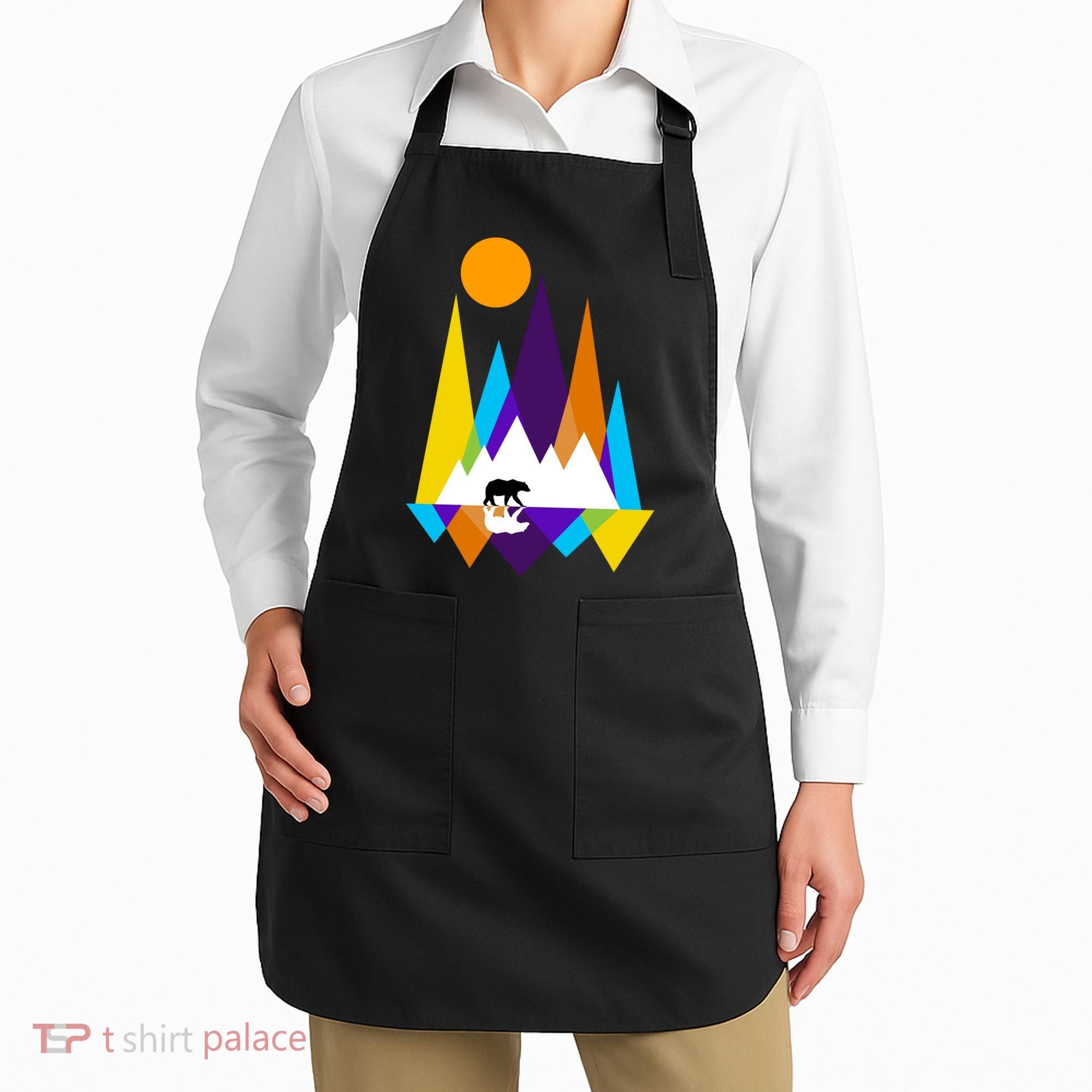 Retro Mount Bear Sunset Apron