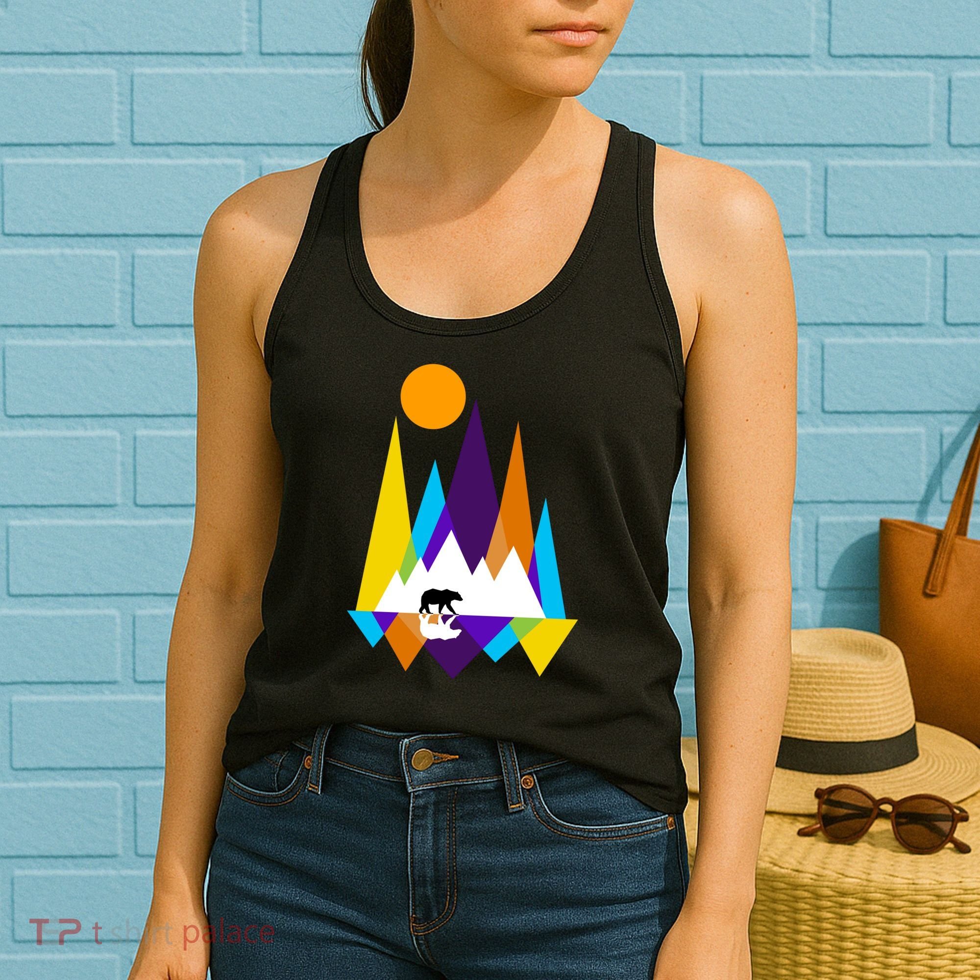 Retro Mount Bear Sunset Women's Tank Top