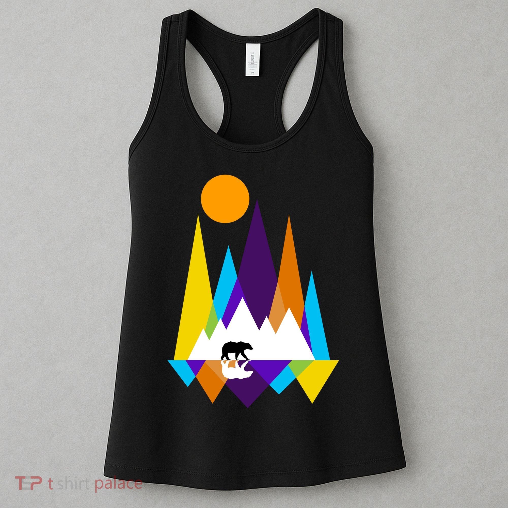 Retro Mount Bear Sunset Women's Tank Top
