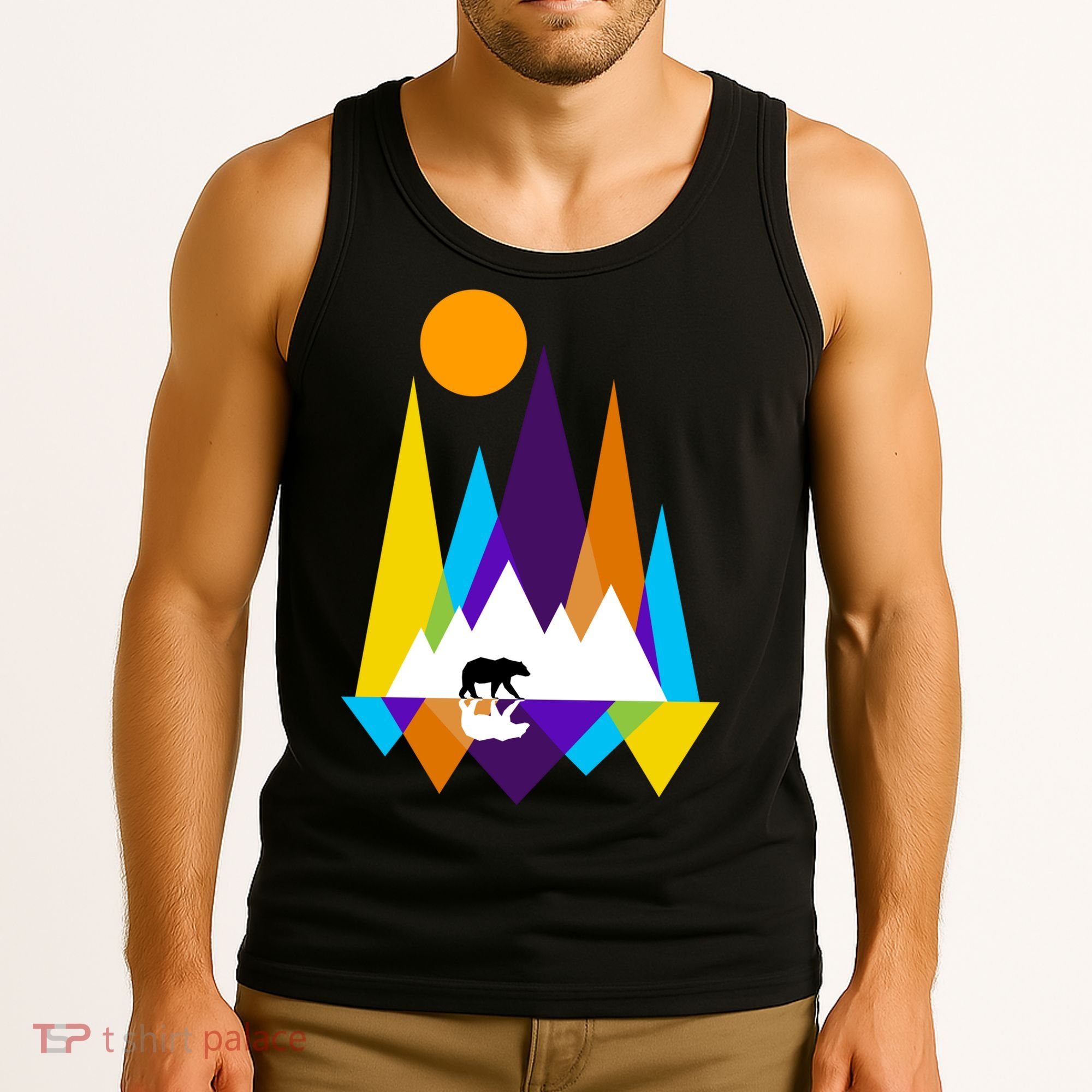 Retro Mount Bear Sunset Tank Top