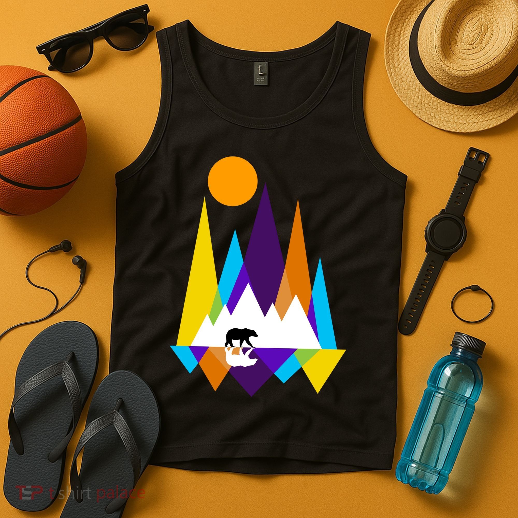Retro Mount Bear Sunset Tank Top