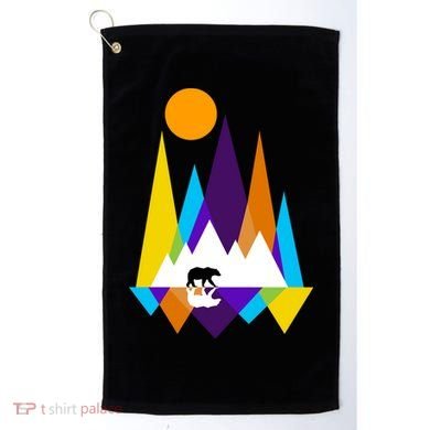 Retro Mount Bear Sunset Golf Towel