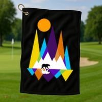 Retro Mount Bear Sunset Golf Towel thumb 1