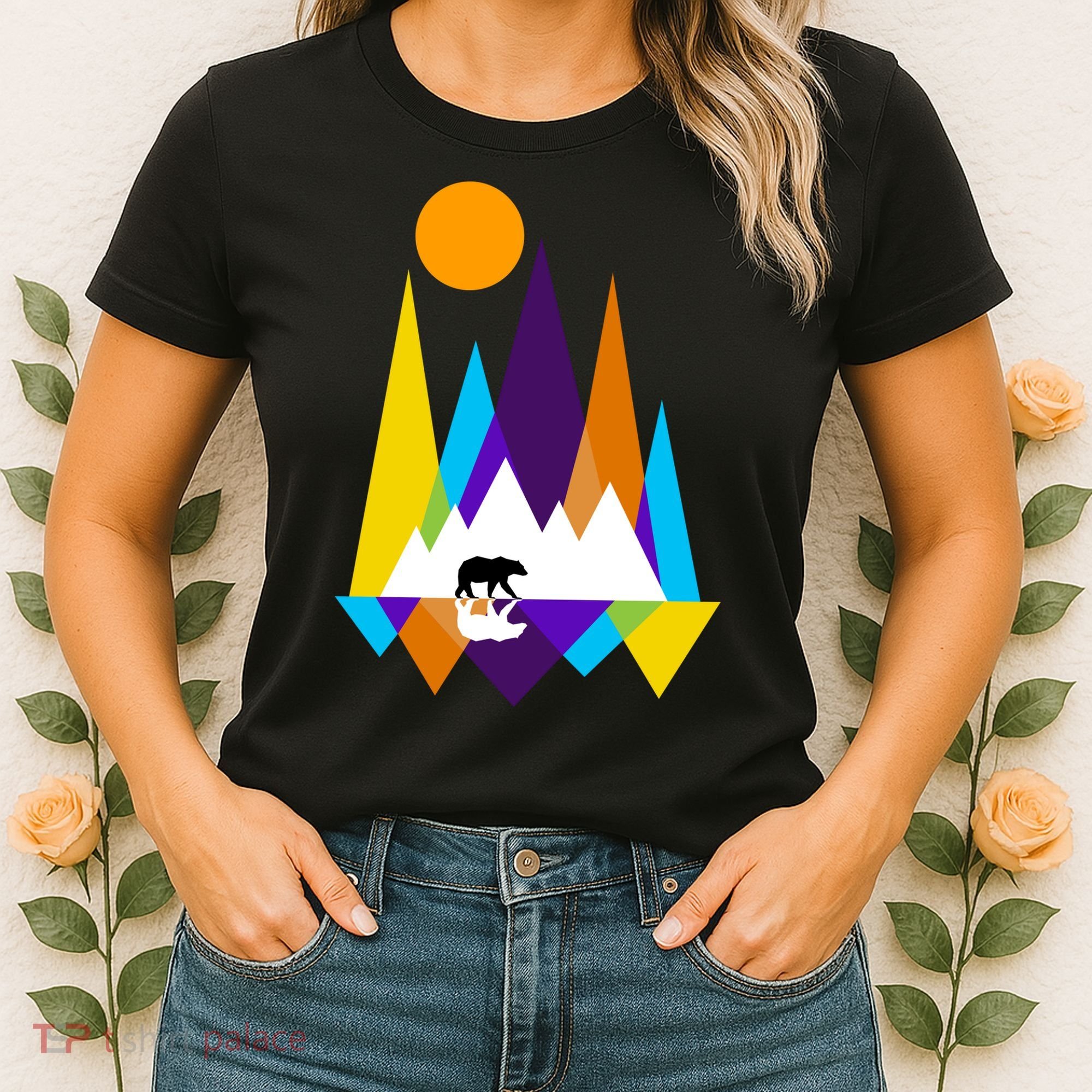 Retro Mount Bear Sunset Women's T-Shirt