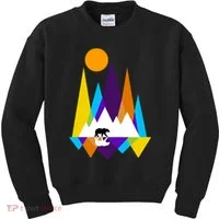 Retro Mount Bear Sunset Kids Sweatshirt thumb 0