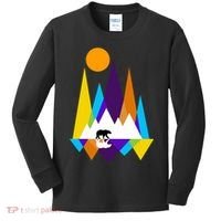 Retro Mount Bear Sunset Kids Long Sleeve Shirt thumb 0