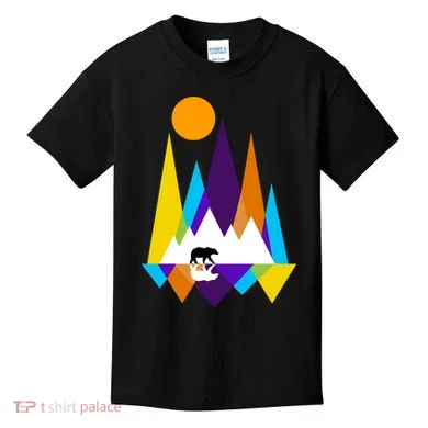 Retro Mount Bear Sunset Kids T-Shirt