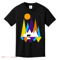 Retro Mount Bear Sunset Kids T-Shirt thumb 0