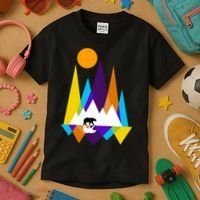 Retro Mount Bear Sunset Kids T-Shirt thumb 3