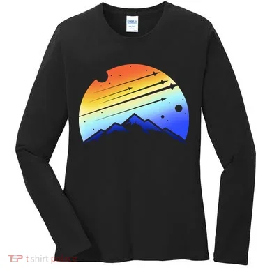 Retro Mountain Stars Women's Long Sleeve Shirt