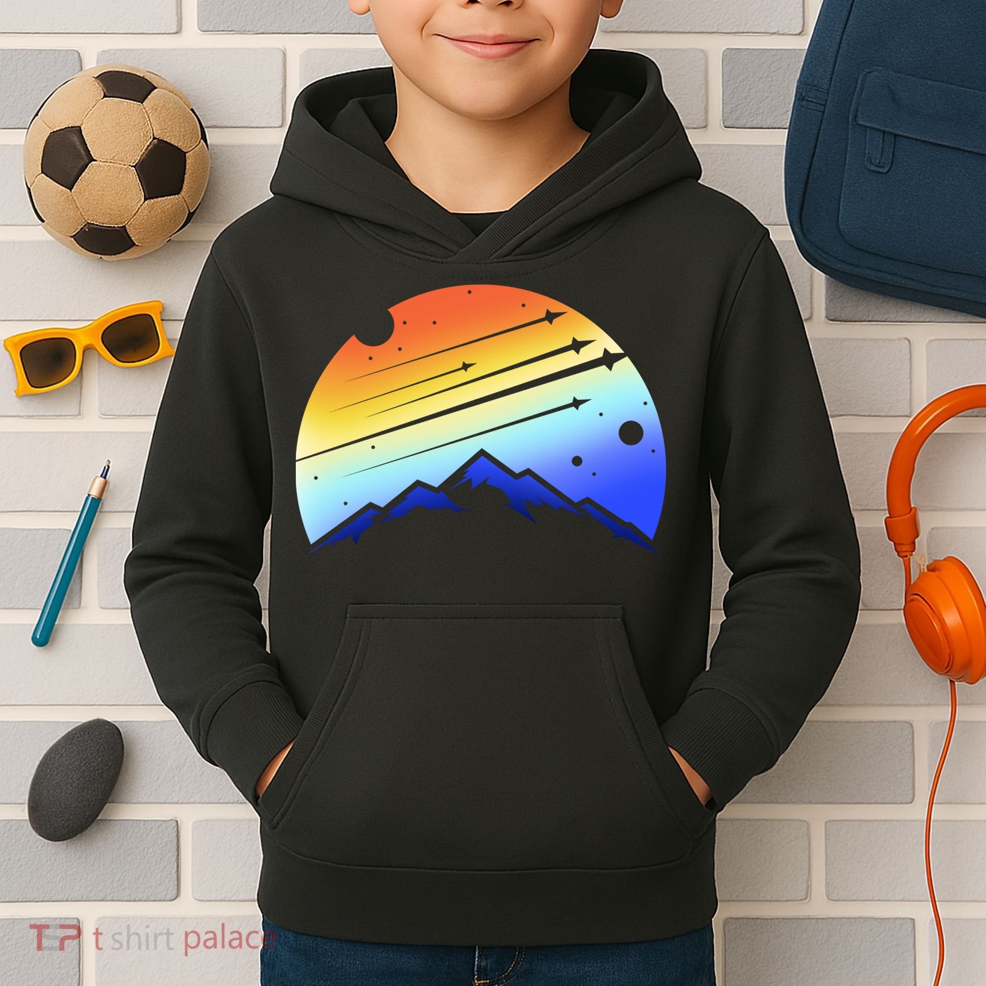 Retro Mountain Stars Kids Hoodie