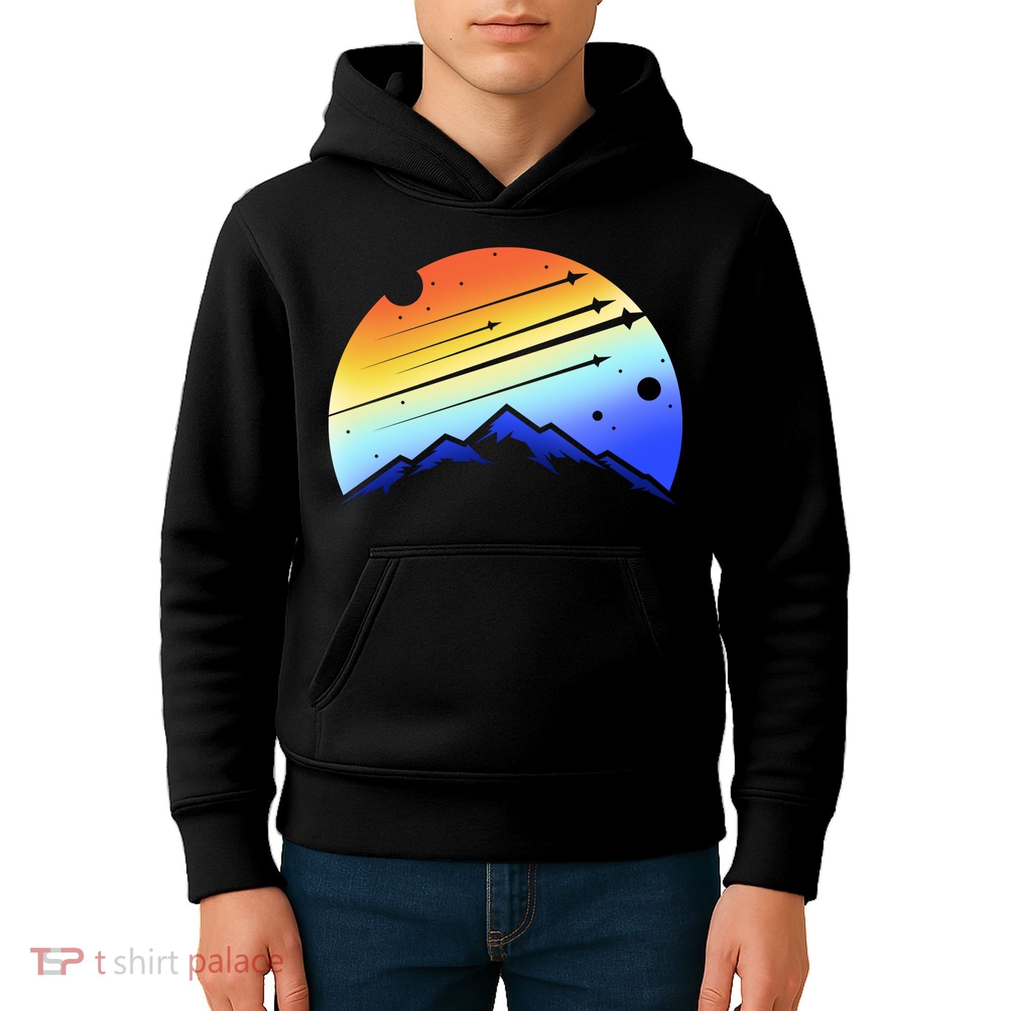 Retro Mountain Stars Kids Hoodie